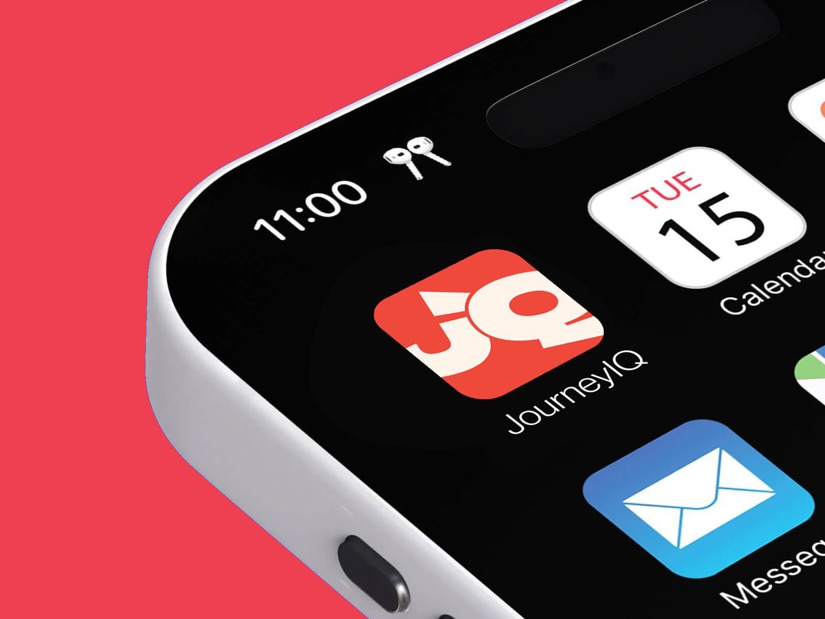 JourneyIQ app icon on a phone home screen